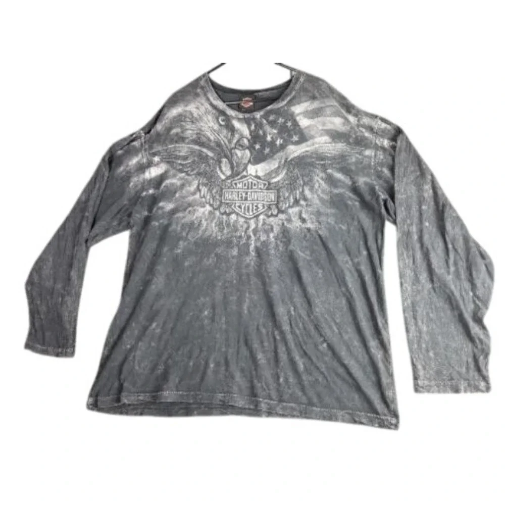 Vintage Y2K Harley Davidson Eagle Shirt Mens XXL Gray Roswell NM Grunge‎ Biker